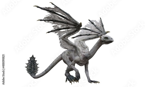 Fantasy dragon isolated on white 3d illustration