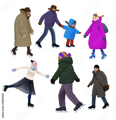 Fotografie a group of people skating on a skating rink