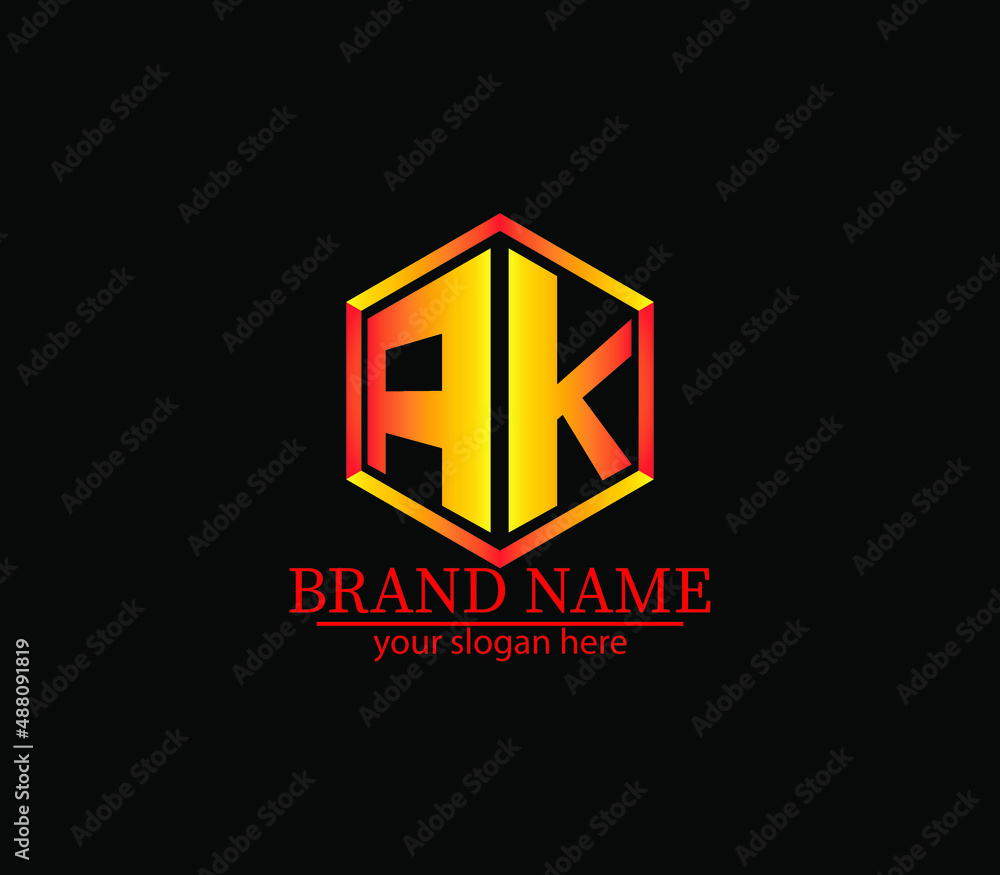 AK,ak creative polygon two letter logo design victor AK,ak creative polygon two letter logo design victor