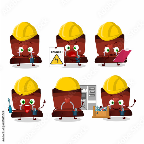 Professional Lineman red ring box cartoon character with tools