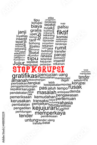 Simple Vector Hand with Stop Corruption text in indonesia language