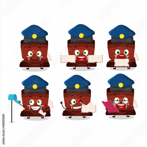 A picture of cheerful red ring box postman cartoon design concept