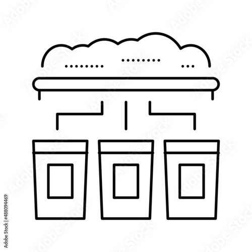 garbage sorting machine line icon vector illustration