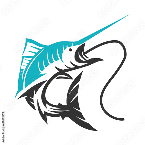 Marlin fishing sport Icon Illustration Brand Identity
