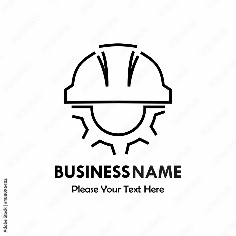 Fototapeta premium Gear with safety helm logo template illustration