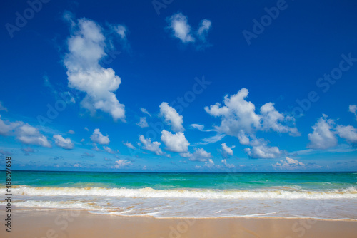 Sea beach wave colorful sky with clud summer vacation nature landscape © themorningglory