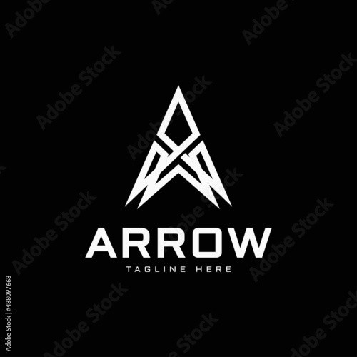 Arrowhead logo design with initial letter A for archer