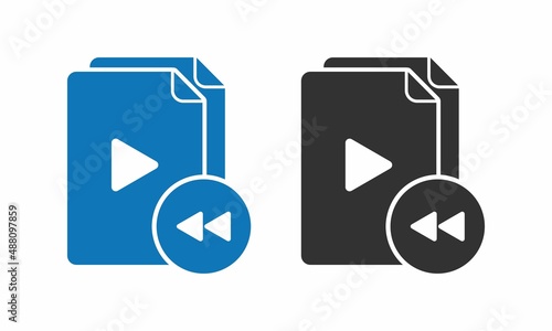 Playlist fast backward flat logo template illustration