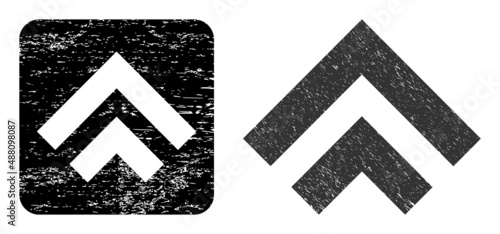 Vector shift up subtracted pictogram. Grunge shift up stamp, done from icon and rounded square. Rounded square stamp seal have shift up cut out shape inside. Vector shift up grunge images.