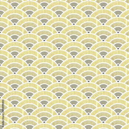 Japanese wave seamless pattern Gold texture