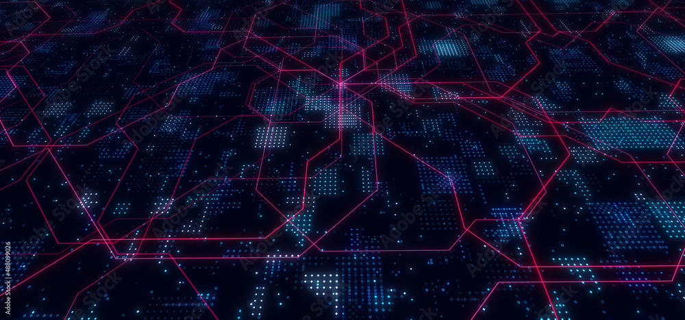 Obraz premium Abstract technology circuit board. Abstract digital background with technology circuit board texture. Electronic motherboard illustration. 