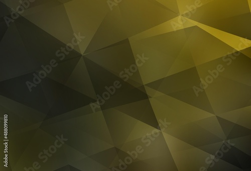 Dark Green, Yellow vector gradient triangles pattern.