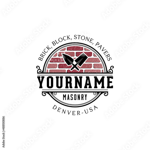 Masonry Classic Logo Vector Icon Illustration