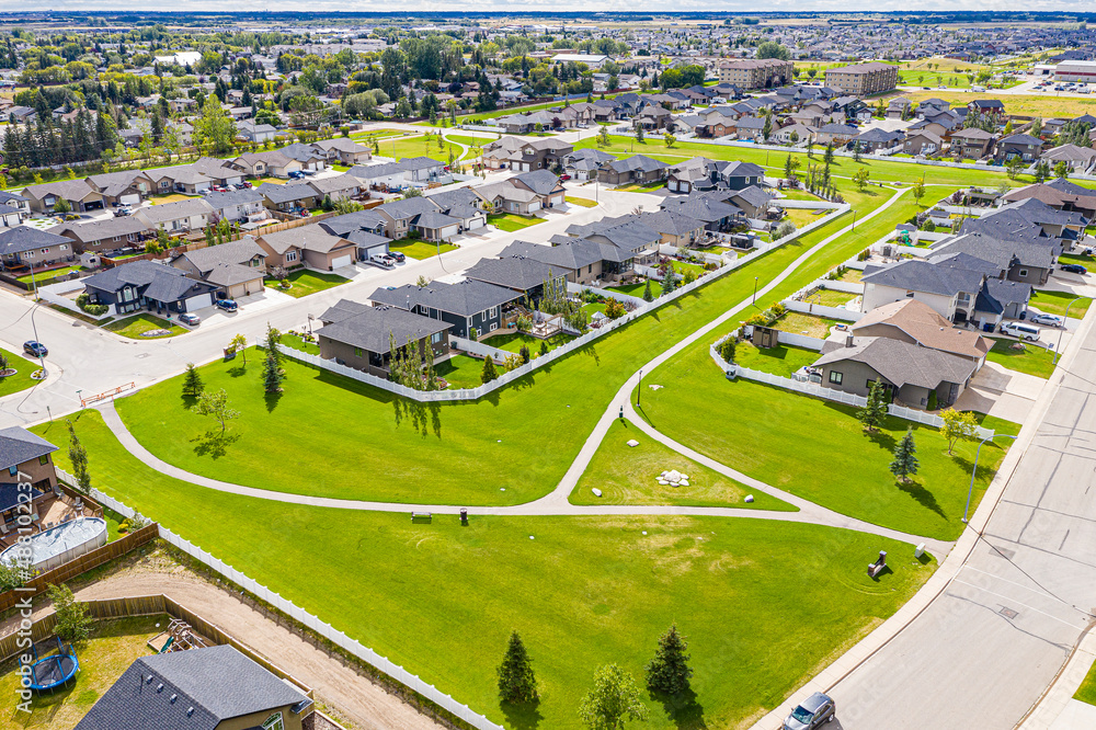 Aerial view of Warman, Saskatchewan on the Canadian Prairies Aerial view of Warman, Saskatchewan on the Canadian Prairies