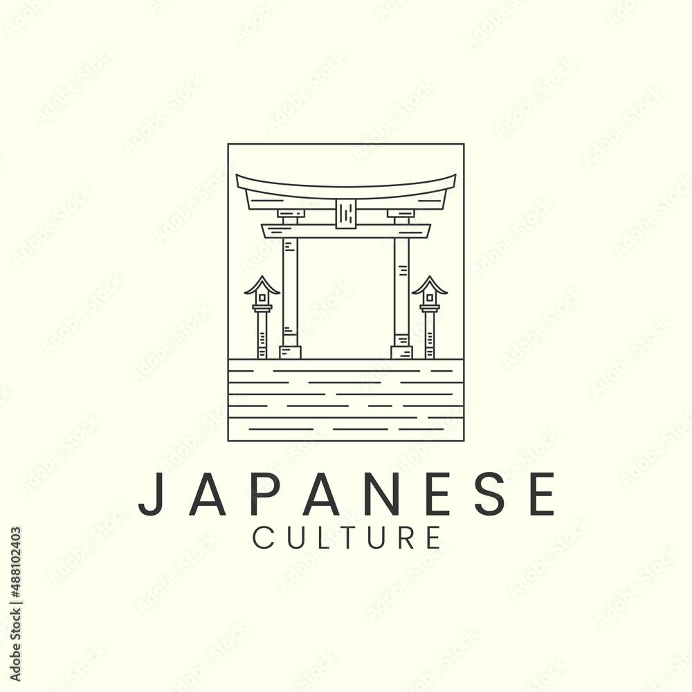 torii gate japanese emblem minimalist line art logo icon illustration template vector design torii gate japanese emblem minimalist line art logo icon illustration template vector design