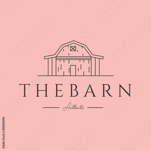 The barn authentic line art logo vector symbol illustration design