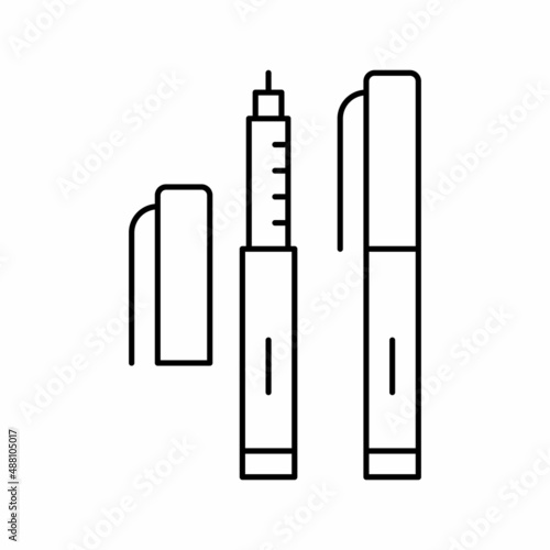 insulin portable pen syringe line icon vector illustration