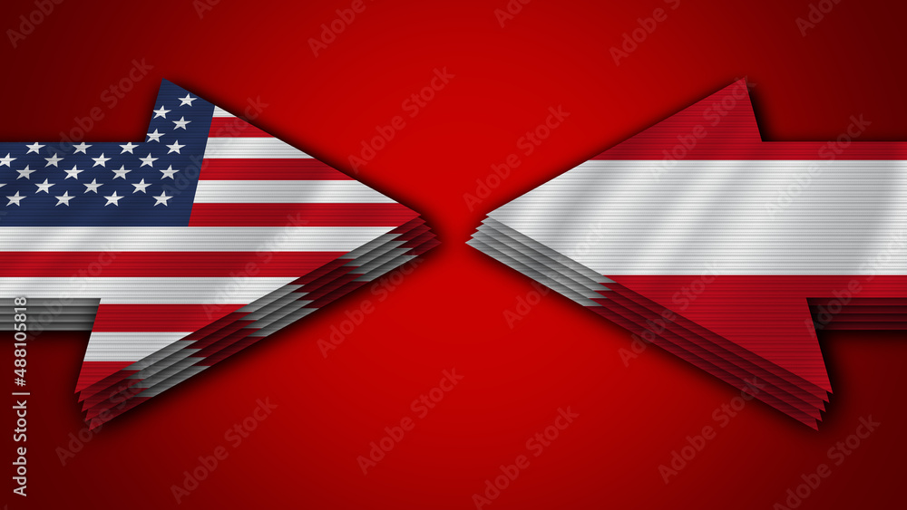 Fototapeta premium Austria vs United States of America Arrow Flags – 3D Illustration