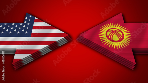 Kyrgyzstan vs United States of America Arrow Flags – 3D Illustration