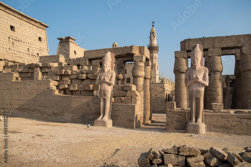 Columns in the courtyard of Ramses II at the Luxor Temple. Luxor (destroyed Thebes). Egypt.