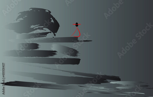 Creative Abstract Gray Tone and Red Object background