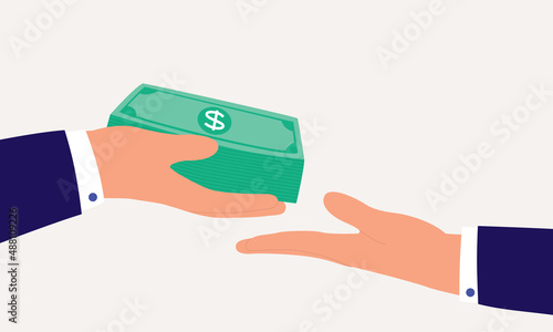Close-Up View Of Businessman’s Hand Taking Bribe Money.