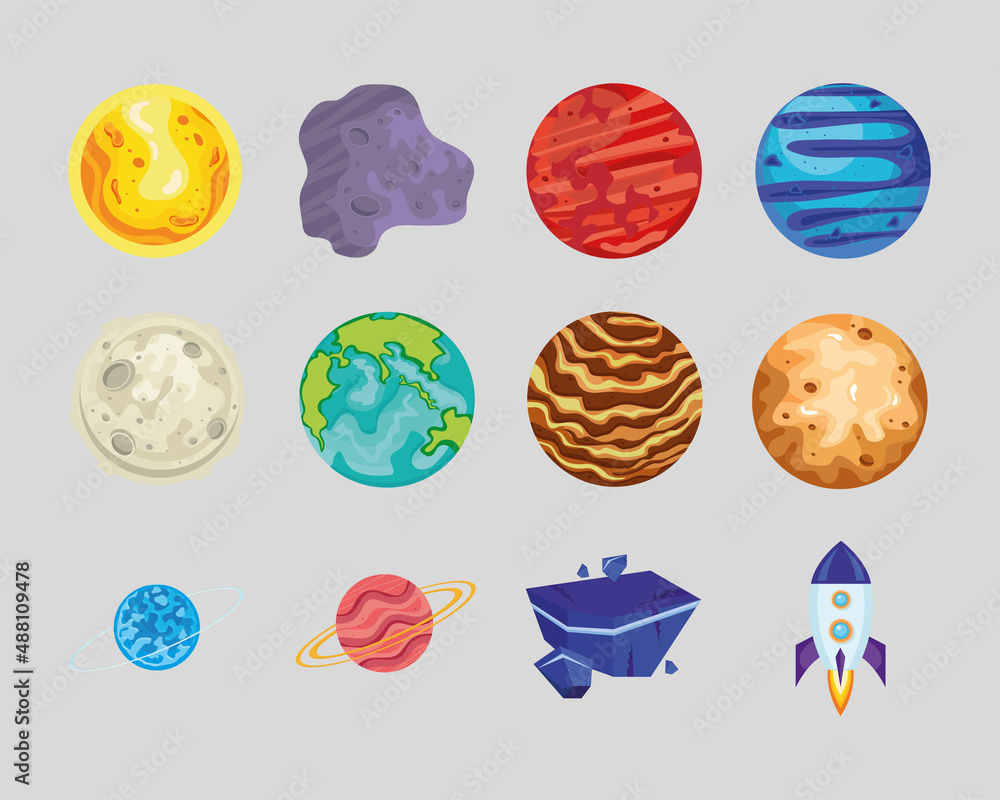 set of icons astronomy set of icons astronomy