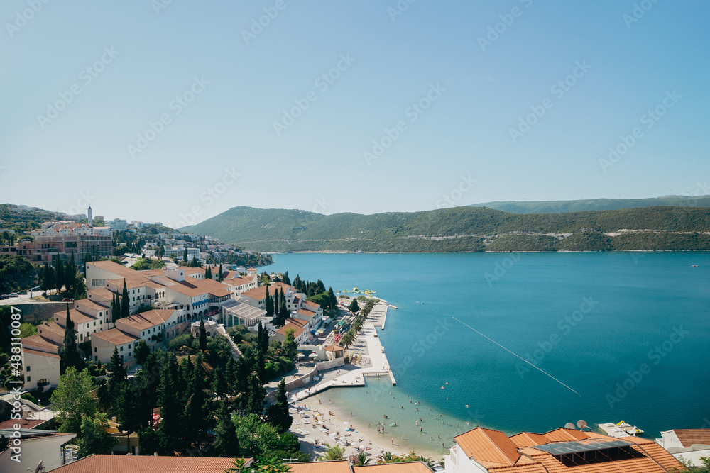View of adriatic sea and seaside village from Bosnia and Herzegovina to Croatia