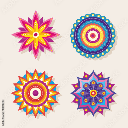 icons indian traditional rangoli