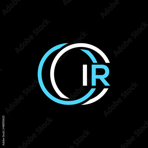 IR logo monogram isolated on circle element design template, IR letter logo design on black background. IR creative initials letter logo concept. IR letter design. 