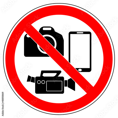vsrr589 VectorSignRoundRed vsrr - Fotografieren verboten . Smartphones und Kameras . english: prohibition sign . no camera and mobile phone . vector sign . transparent . AI 10 / EPS 10 . g11210