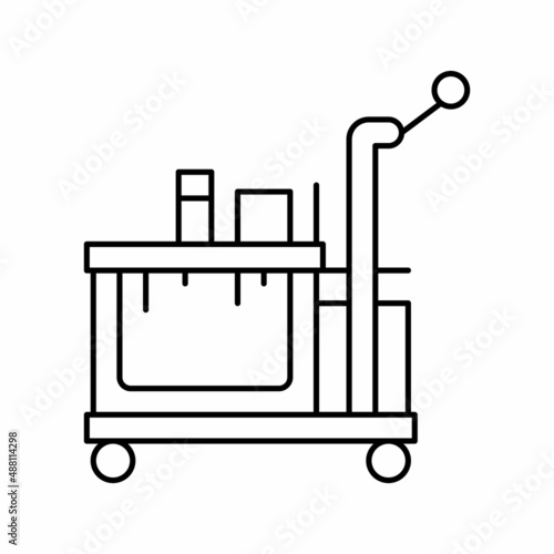 hotel cleaning service cart line icon vector illustration