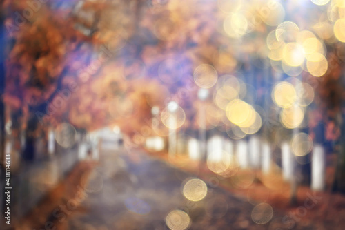 abstract blurred autumn background park, city fall nature october