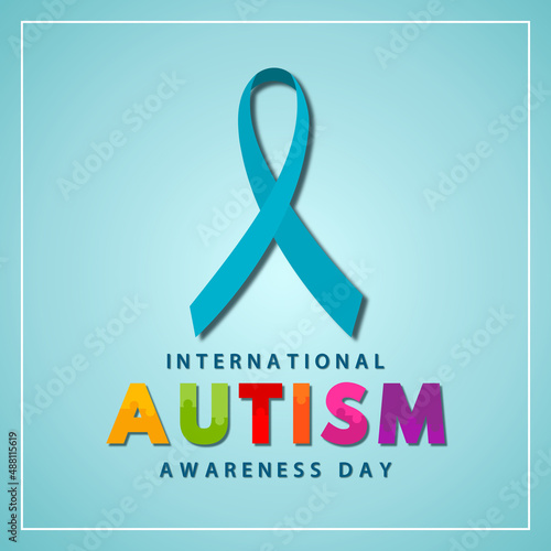 International Autism Awareness Day vector illustration social media post banner with colorful ribbon and puzzle as symbol of mental autistic spectrum disorders