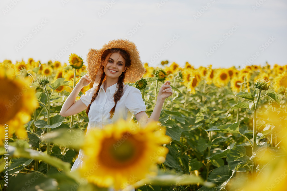 beautiful sweet girl in a hat on a field of sunflowers unaltered beautiful sweet girl in a hat on a field of sunflowers unaltered