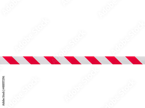 Red and White Lines of barrier tape. Striped, red and white tape that forbids passage. Red White warning tape pole fencing is protects for No entry.	