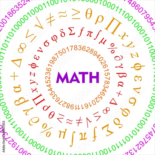 Mathematic symbols arranged in circle
