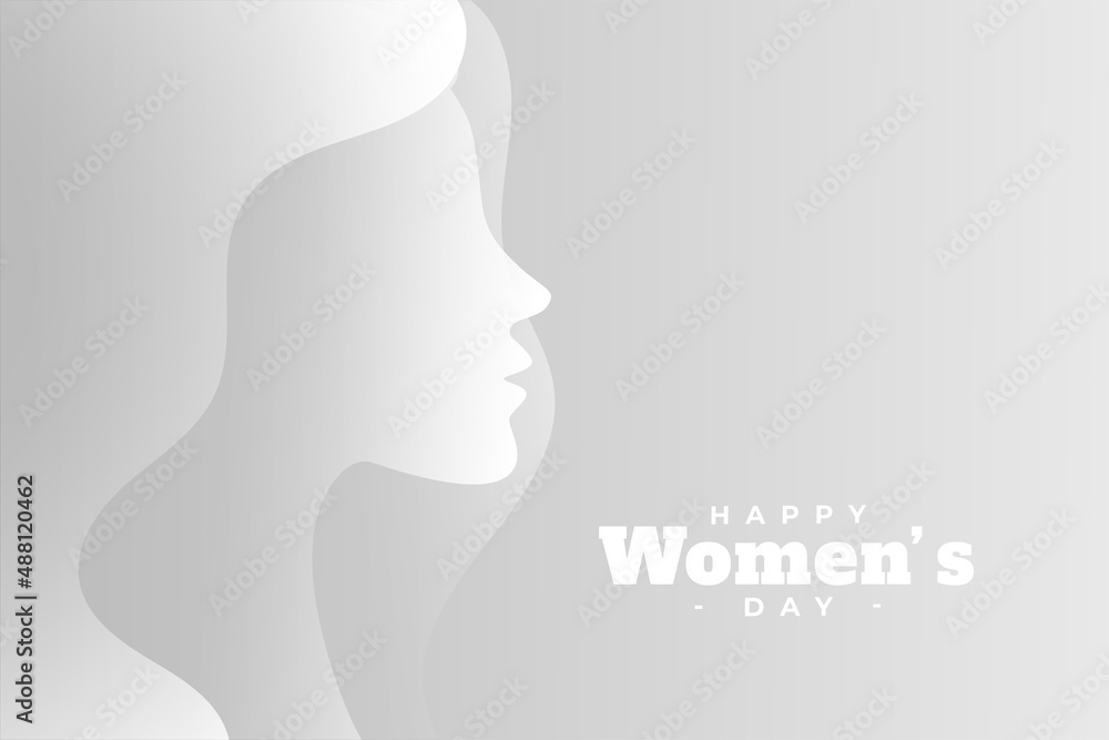 minimalist womens day card with female face