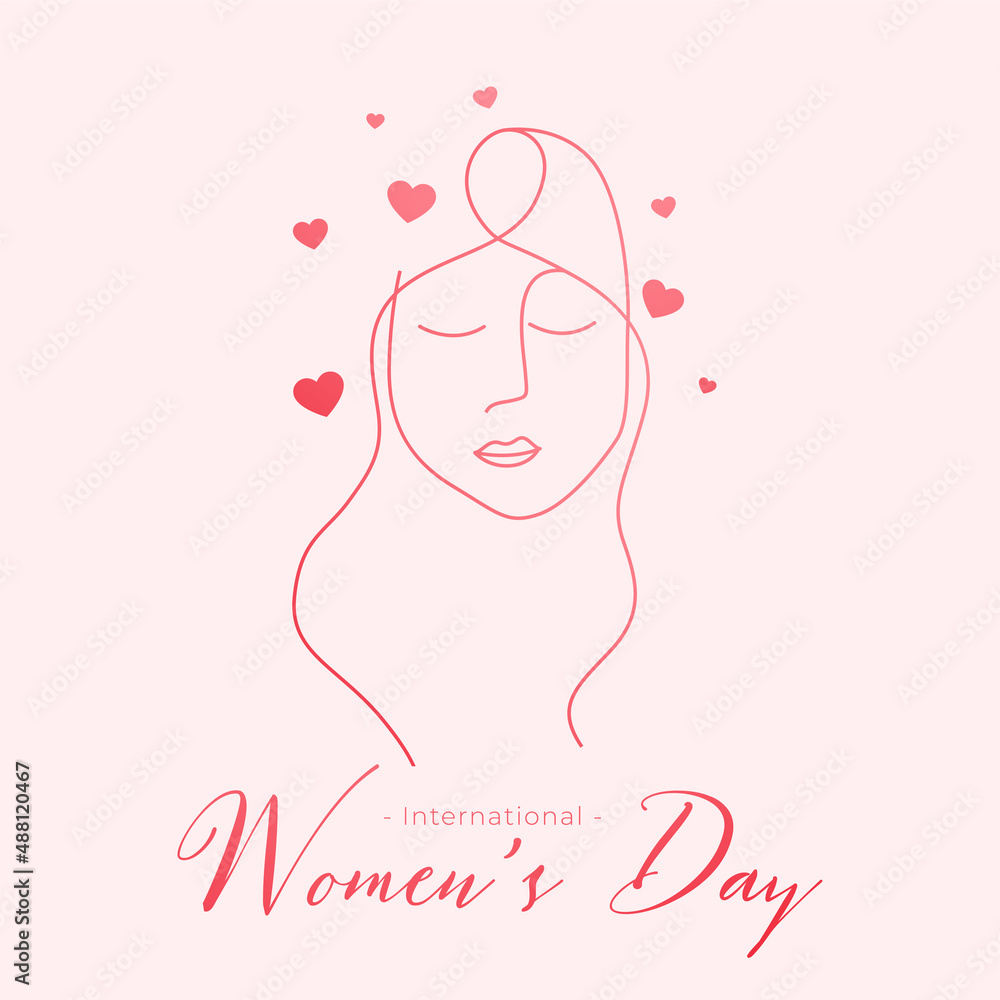 happy womens day line style card design