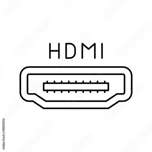 hdmi port line icon vector illustration