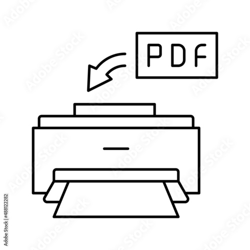 printing pdf file line icon vector illustration