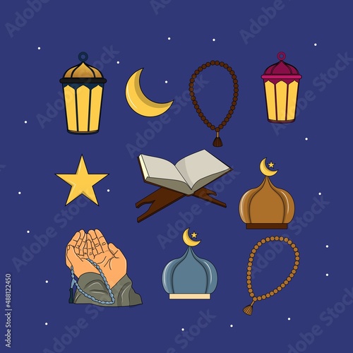 Ramadan vibes in cartoon vector drawing