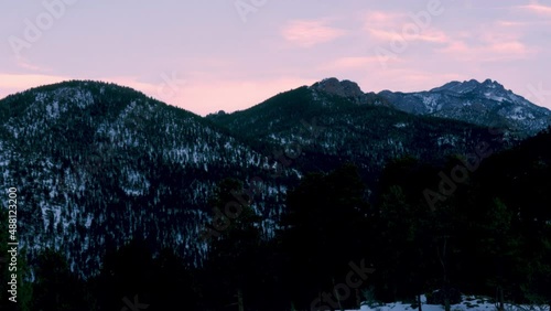 Sunset over Rocky Mountains, Cascading into distance