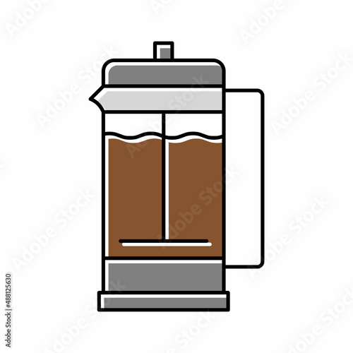 manual press coffee tool color icon vector illustration