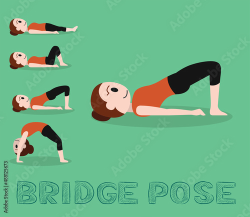 Yoga Tutorial Bridge Pose Cute Cartoon Vector Illustration