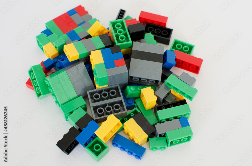 Obraz premium Building Blocks on a White Background 