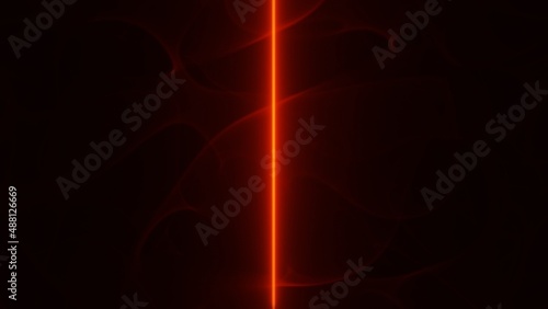 Obraz na plátně Red glowing Laser beam passing through plasma, gas , smoke background