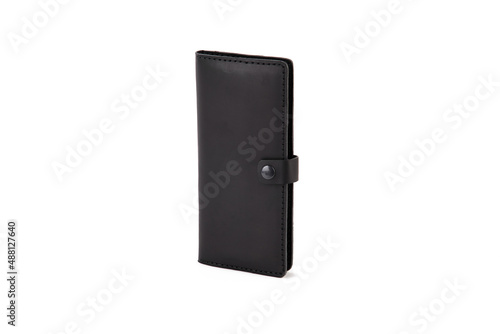 Handmade Genuine Men's Leather wallet, credit card holder, white background