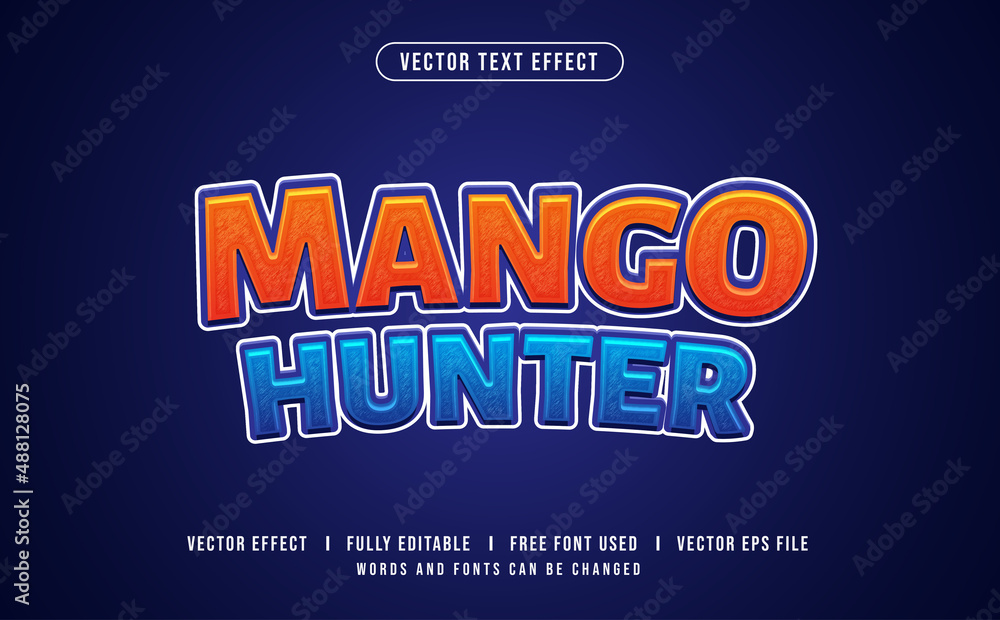Obraz premium Mango Hunter Editable Vector Text Effect.