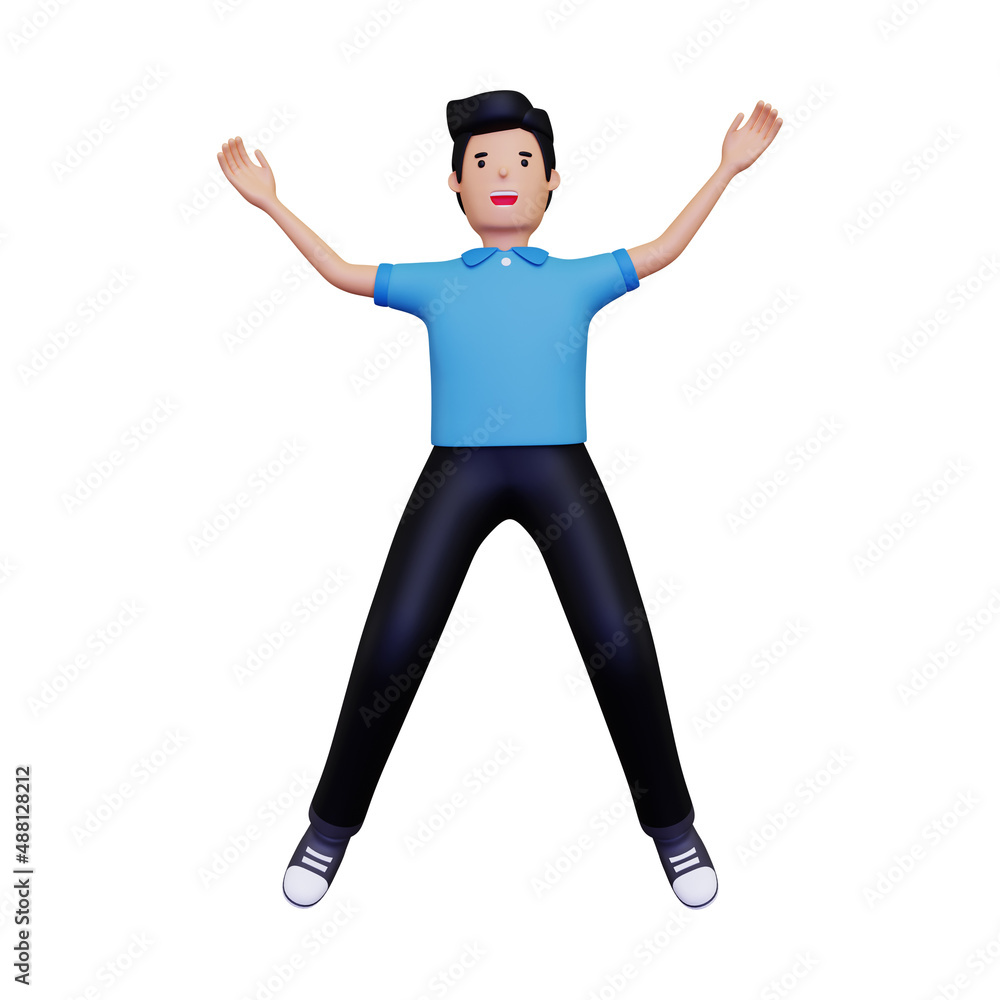 Jumping happily. isolated on a white background. 3d illustration